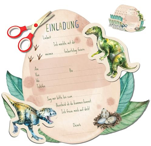 MeinBaby123® 10 Einladungen zum selber basteln (Dino)