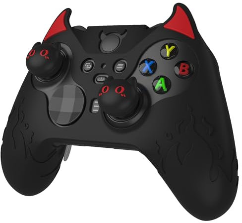 playvital Cover per Xbox Elite Series 2 Wireless Controller,Custodia Silicone Protettiva Antiscivolo Copri Analogici per Xbox Elite Series 2 Core Joystick-Demone Carino-Nero