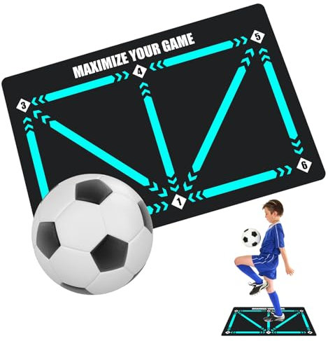 Trendecor Fussball Matte, Fußballmatte 60x90cm Sportmatte Leise rutschfeste Stoßdämpfende Fußball Schritt Trainingsmatte Ballkontrolle Trainingsmatte für Kinder und Fußballliebhaber