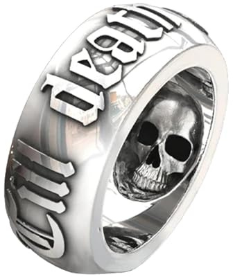 Silber Alphabet Ewigkeitsring | Todesring | Gothic Ring | Gotische Ringe | Gotischer Schmuck Herren Ring | Versprechensring bis der Tod uns tröstet | Fidanz Ring, 12, Bitte beachten Sie die