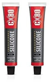 CX80 | silicone nero ad alta temperatura | sigillante elastico permanente per temperature da -65 °C a +380 ° | per edilizia, automobili e industriali, resistente a oli, benzina e grassi, 2 tubi da 80