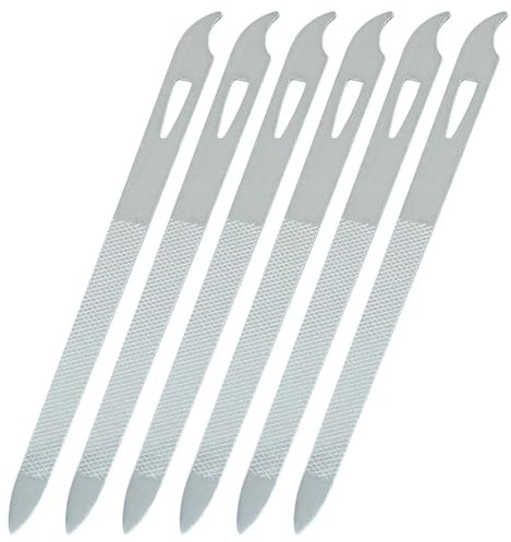 Verkelly Juego de 6 limas de uñas de acero inoxidable con funda, lima de uñas de doble cara de 5 pulgadas, lima de uñas de metal con punta limpiadora de uñas
