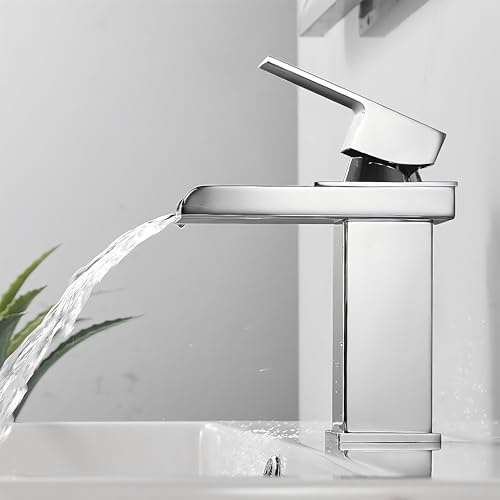 Mitigeur cascade pour salle de bain XWIHTR, mitigeur en acier inoxydable et laiton, économique en eau, robinet de lavabo, eau chaude et froide, lavabo, mitigeur monocommande pour lavabo