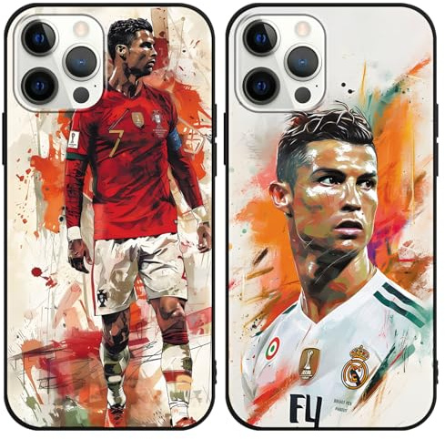 TBNMBGY 2 Stück Handyhülle für iPhone 12 Pro Max Hülle 6.7, Fußball Legend Player Cool Mode Sport 7 Muster Case Weich Silikon Stoßfest Cover Schutzhülle für Fans, Idol