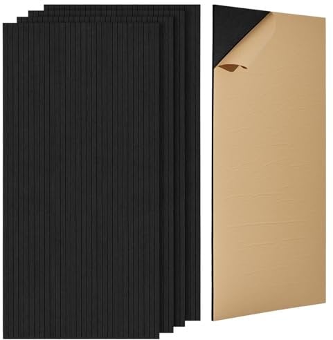 VEVOR Panneau Acoustique, Lot de 5, Mousse Acoustique Mural Autocollant 120 x 60 x 1 cm Panneaux Insonorisants Fibre de Polyester Haute Densité, Isolation Phonique pour Maison, Studio, Bureau, Noir