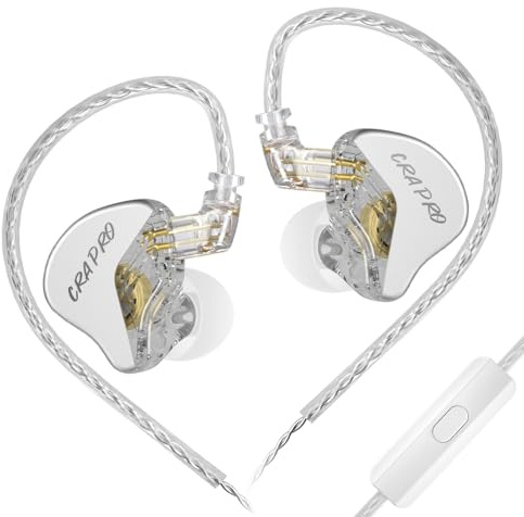 CCA CRA PRO in Ear Monitor Headphones, Ultra-Thin DLC Diaphragm Dynamic Driver Gaming Earbuds, Clear Sound & Deep Bass, IEMS for Singer Musicians Drummers DJ