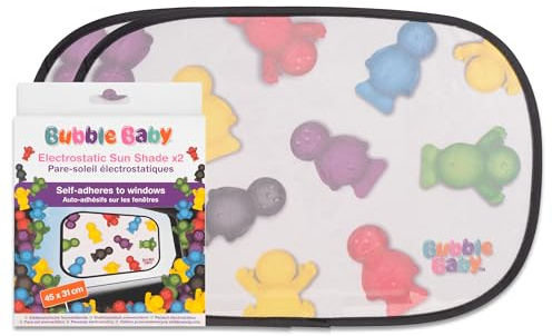 Bubble Baby Electrostatic Sun Shade X2 (45 x 31 Cm) | Easy To Apply, UV Protection, Universal Fit, Reusable & Foldable Car Window Sunshade For Heat And Glare Reduction