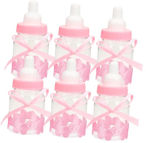 FUNOMOCYA 24Pcs Bottle Candy Boxes Pink Mini Nursing Bottle Candy Holder for Shower Party Favors Wedding Birthday Storage DIY Fillable Boxes