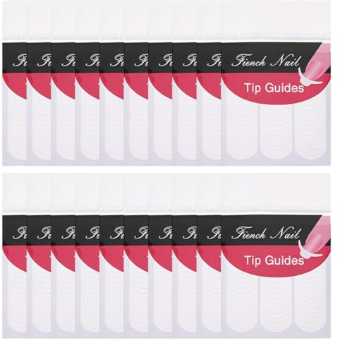 Reccisokz 20 Blätter French nails, French nails schablone, Nail sticker, Nägel selber machen, für Maniküre Dekoration DIY Werkzeuge