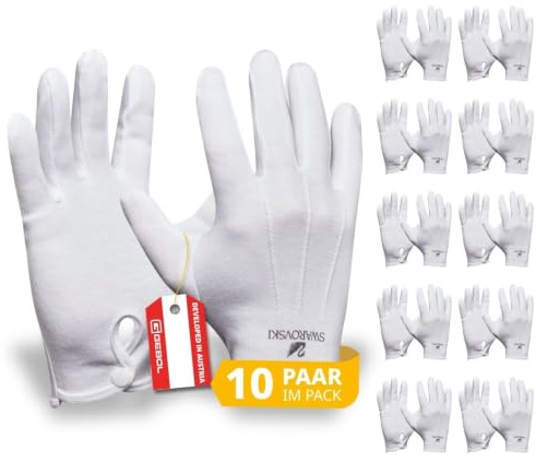 Gebol Trikot-Handschuhe Unterzieh-Handschuhe, 10 Paar, Baumwolle | angenehm auf der Haut, weich & saugfähig, auch für Schmuck & Kosmetik, angenehme Passform, langlebig, hautfreundlich