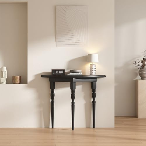 Labasuan Console Demi-Lune à Structure Triangulaire, Table d'entrée étroite en Bois Massif pour Petits espaces, Style Mid-Century, idéale pour Un Couloir ou Un Hall d'entrée(47.2in)