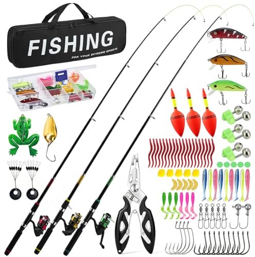Teleskop Kinderangel Set,Angelruten mit 5.2:1 Spinnrolle Angelset Zubehör Köder Box Tragetasche,Anfänger Starter Set Süsswasser Salzwasser See Fluss Seeangeln,1.8M/5.91FT