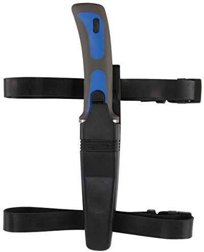 TREASURE GURUS, LLC Stainless Steel Blue Dive Knife with Sheath Arm or Leg Straps and Line Cutter