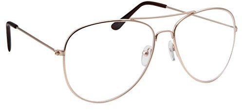 grinderPUNCH Klassische Herren- oder Damenmode-Gold-Fliegerbrille (3 Größen) – groß