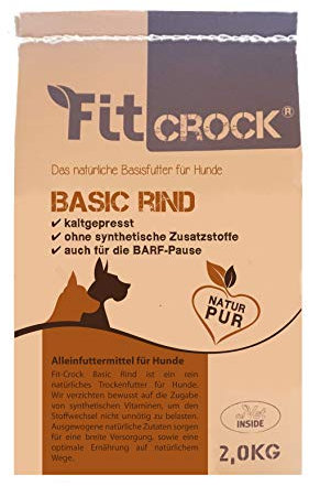 cdVet Fit-Crock Hundefutter trocken Basic Rind Mini 2 kg, getreidefrei