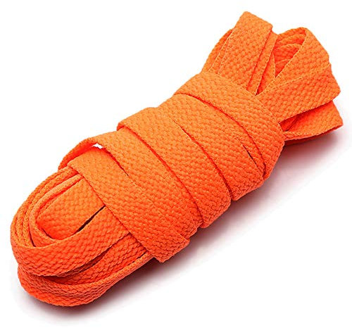 ANUFER Piatto 9mm Largo Colorato Lungo Lacci delle Scarpe per Scarpe Sportive Stivali P11 Rosso-Arancio 130cm