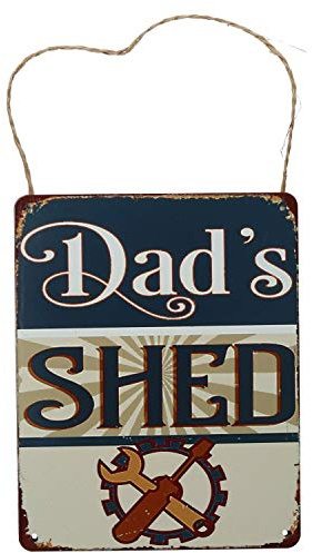 AB Tools Retro Hanging 'Dad's Shed' Metal Sign Garage/Home PrePunched Holes 20x25cm