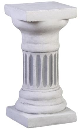 gartendekoparadies.de Runde Säule, Steinsockel, H. 39 cm, Stellfläche 18 x 18 cm, 16 kg, Grau, frostsicher aus Steinguss für Außenbereich