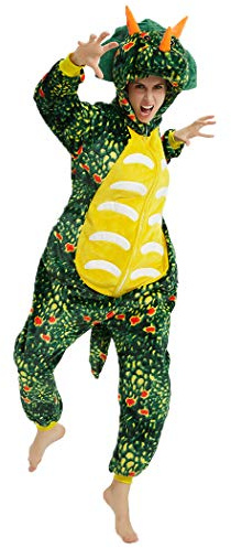 Funnyparty Triceratops Tier Onesie Halloween Schlafanzug Tier Cosplay Kostüm Pyjama für Erwachsene Cartoon Einteiler Unisex