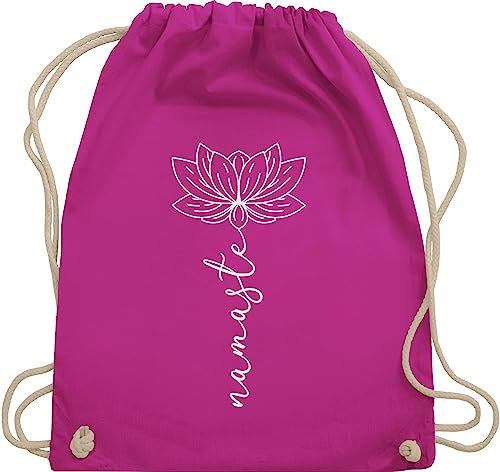 Turnbeutel Rucksack - und Wellness Geschenk - Namaste Lotusblüte Yoga Chakra - Unisize - Fuchsia - turn beutel geschenke spiritual stofftasche für fans lotusblume tasche joga mit blumen bag