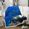 Meeresschildkröte Kuscheldecke 3D Reptil Bedruckte Decke für Sofa Couch Bett Ozean Marine Theme Fleece Wohndecke Unterwasser Welt Warm Couchdecke Raumdekor Plüsch Flanell Fleecedecke 150x200cm