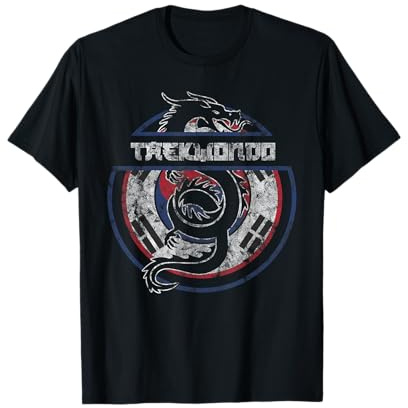 Taekwondo Shirt Kampfsport Geschenk Drache Koreanische Flagge T-Shirt