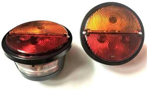 MelTruck 2x Rund Rückleuchte mit Blinker ⌀132 Rücklicht Schlepper Oldtimer E20 SET mit Glühbirnen 24V