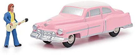 Schuco 450143400 Piccolo Cadillac Eldorado The King Voiture Miniature avec Guitariste Édition limitée 500 Rose