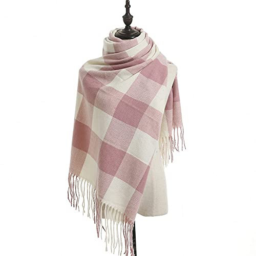 XIAOXIXI Halstuch Damen,Weiche Schals Rosa Weiß Karierter Schal Damenmodetartan Lange Tücher Und Wraps Karierte Winter Wrap Stoles Für Männer Frauen Mädchen