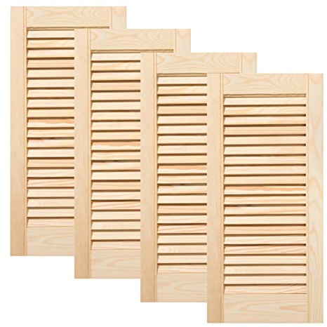 ben+camilla.com Vierer Paket / 4-er Pack Lamellentüren 61,5 x 29,4 cm Holztür Natur mit offenen Lamellen für Regale, Schränke, Möbel | Kiefer Holz unbehandelt