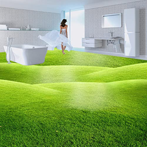 3D-Bodentapete Kundenspezifische Fototapete Grüne Wiese Badezimmer Wohnzimmerboden Selbstklebende PVC-wasserdichte Tapete, 430 cm x 300 cm