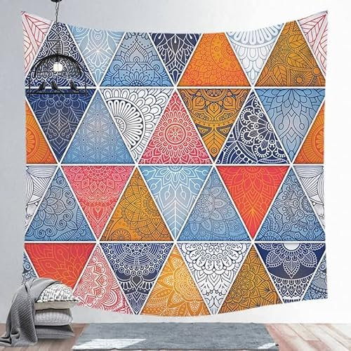 EHOMERY Wandbehang Entspannung Wand Teppiche Kuche Blau Boho-Mandala Wandbehang Stoffbild Wanddekoration Bad Wandbehang Deko Wandschmuck Groß Schlafzimmer Wohnzimmer Wanddekoration 95X73Cm
