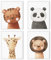 HappyArts® | Kinderzimmer Bilder A4 Poster 4er Set Deko Mädchen Junge Babyzimmer | Handgemalte Skandinavische Tiere Safari Löwe Tiger OHNE RAHMEN