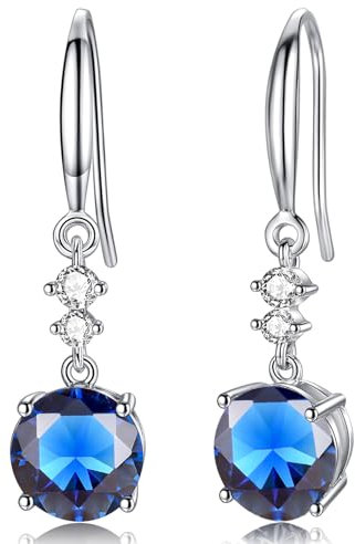 Ohrringe Silber 925 Hängend Silberohrringe 925 Damen Saphir Zirkonia Geburtsstein Geburtstag Geschenk