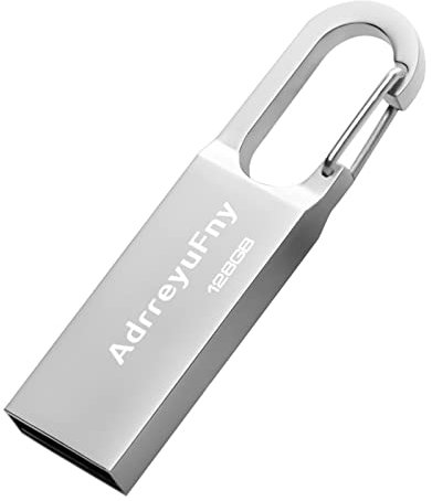 USB Flash Drive 128GB, Pendrive USB 2.0 128GB Metall Memory Stick Waterproof USB Key Thumb Drive for Computer, Tablet, PC (Silver)