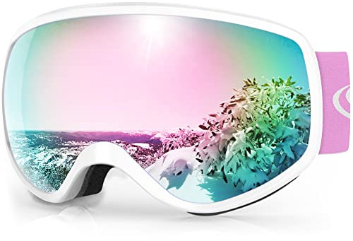 Findway Skibrille Kinder, Snowboard Brille für Kinder Schneebrille Skibrillen Sphärisch mit OTG UV-Schutz Anti-Fog Windwiderstand Kompatibler Helm für 3-14 Jahre Jungen und Mädchen