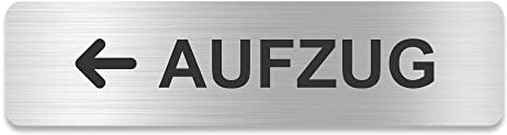 Blacked LaserTEC Leitsysteme - Acryl Schild - Eckig 4 x 16 cm - Selbstklebend - Silber gebürstet - Metall-Optik - UV beständig - Für Innen und Außen (Aufzug, links)