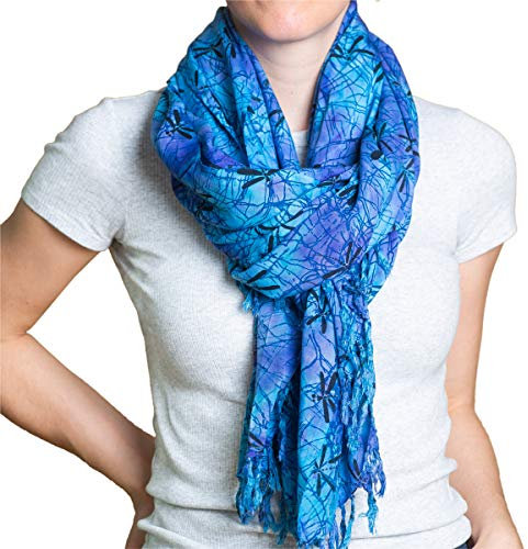 PANASIAM Scarf Batik 190X116cm, B003 Blue tones, L