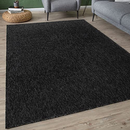 THE RUGS Low Pile Area Rugs – Modern Indoor Rugs for Living Room, Bedroom, Dining Room, Entryway – Non-Shedding (Dark Grey, 200x290 cm)