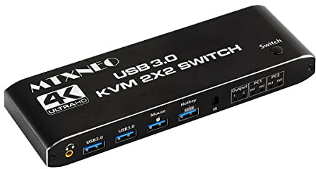 HDMI 2 Eingänge 2 Ausgänge und 4 USB 3.0 KVM Switch mit Fernbedienung 2 Computer teilen sich Tastatur Maus Drucker und einen Monitor Unterstützung 4K60Hz HDCP2.3 HD
