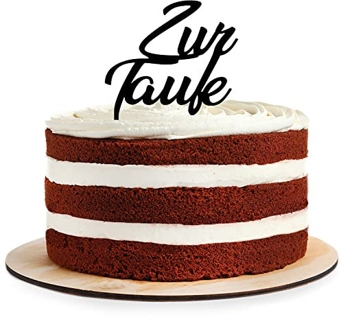 Cake Topper aus Acryl zur Taufe Kuchendeko Tortenstecker | schwarz | Kuchendekoration und Tortenschmuck | Taufgeschenk |100% Made in Germany
