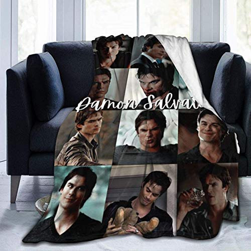 YINGD Team Damon Salvatore Collage Überwurfdecke, weich, flauschig, Flanell, Decke für Bett, Sofa, Heimdekoration, 125 x 100 cm