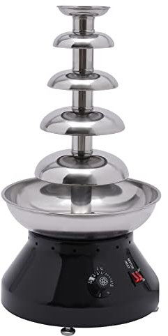 Fontana di cioccolato commerciale caldo fonduta torre 5 animale 7 lb grande capacità in acciaio inox cioccolato fusione riscaldamento macchina per formaggio liquori festa matrimonio (nero)