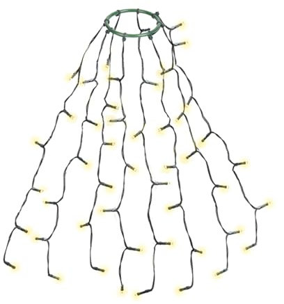 SALCAR Iluminación para árbol de Navidad de 0,6 m con anillo y 8 guirnaldas, cadena de luces de 48 LED, árbol de Navidad, iluminación navideña impermeable para 60 cm, 90 cm, 120 cm, árbol de Navidad