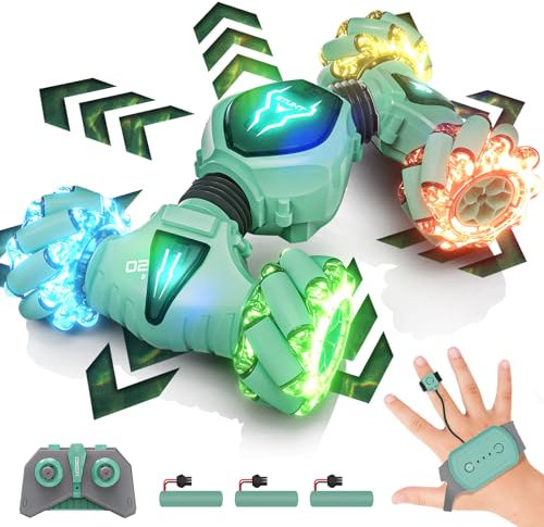 Tecnock Ferngesteuertes Auto mit Schnell Handsteuerung,2.4Ghz 4WD 360°Drehung RC Auto Drift Car,3 Aufladebar Akku Rennauto mit Cool Beleuchtung Geeignet für viel Gelände Geschenk für 4-9+Junge Mädchen