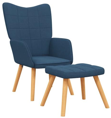 vidaXL Relaxsessel mit Hocker Blau Stoff