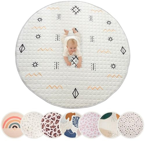 Gesteppte Krabbeldecke Baby 150cm, Acapulco – extra dicke 1,5cm weiche Baby Krabbelmatte – Baby Spielmatte mit rutschfester Unterseite zum Krabbeln, Laufgitter – maschinenwaschbare Baby Spieldecke