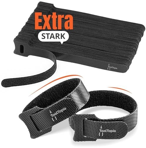 Kabelbinder Wiederverschließbar (50 Stk.),Perfektes Kabelmanagement mit dem Kabelbinder (150mm), Cable Ties lösbar und Wiederverwendbar I ToolTopia