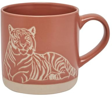 Widdop Naturecraft Ceramic Tiger Mug - Terracotta Wax Resistant Coffee Tea Cup - 350ml Animal Themed Gift for Birthday - Hot Drinks