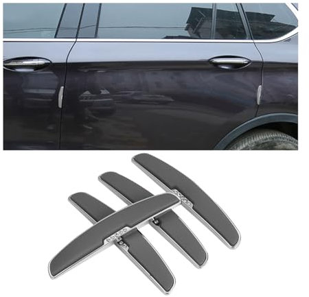 Adunsiaoto 4 Pieces Electroplated Alloy Rubber Car Door Bumper Strip, Auto Anti-Scratch Side Edge Protector, Universal Anti-Collision Door Protector Suitable for General Car Bumpers(Grey)